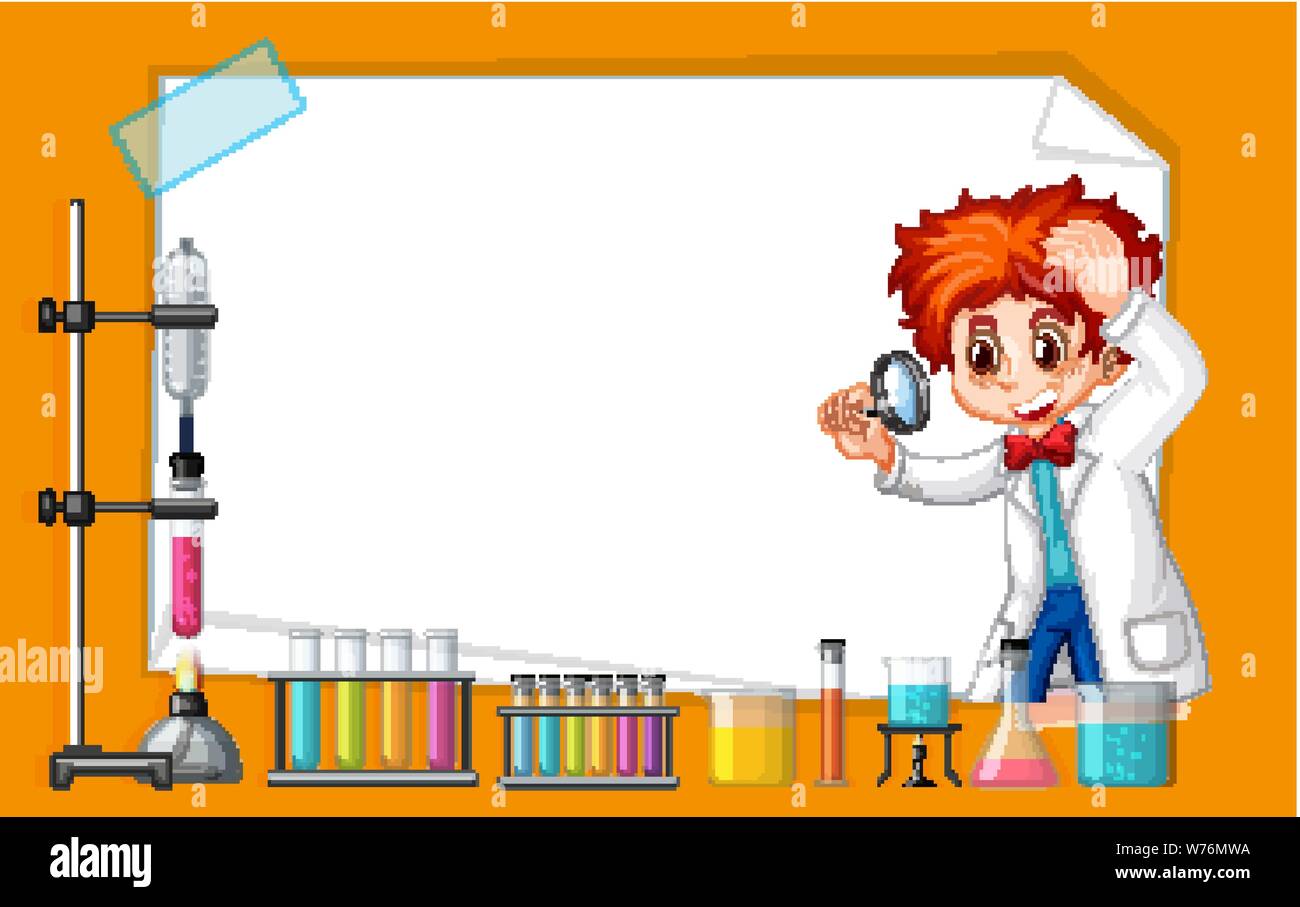 Modello di telaio di design con capretto nel laboratorio di scienze illustrazione Illustrazione Vettoriale