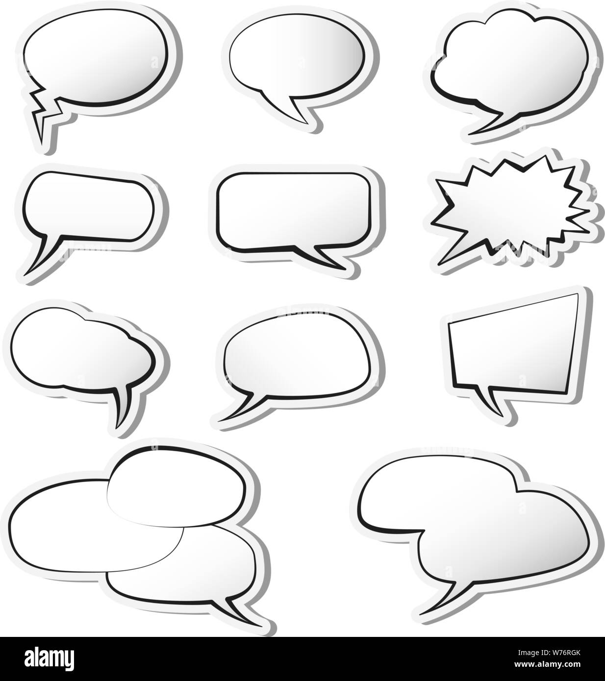 Set di fumetto discorso bolla o palloncini di parlato su sfondo bianco illustrazione vettoriale Illustrazione Vettoriale
