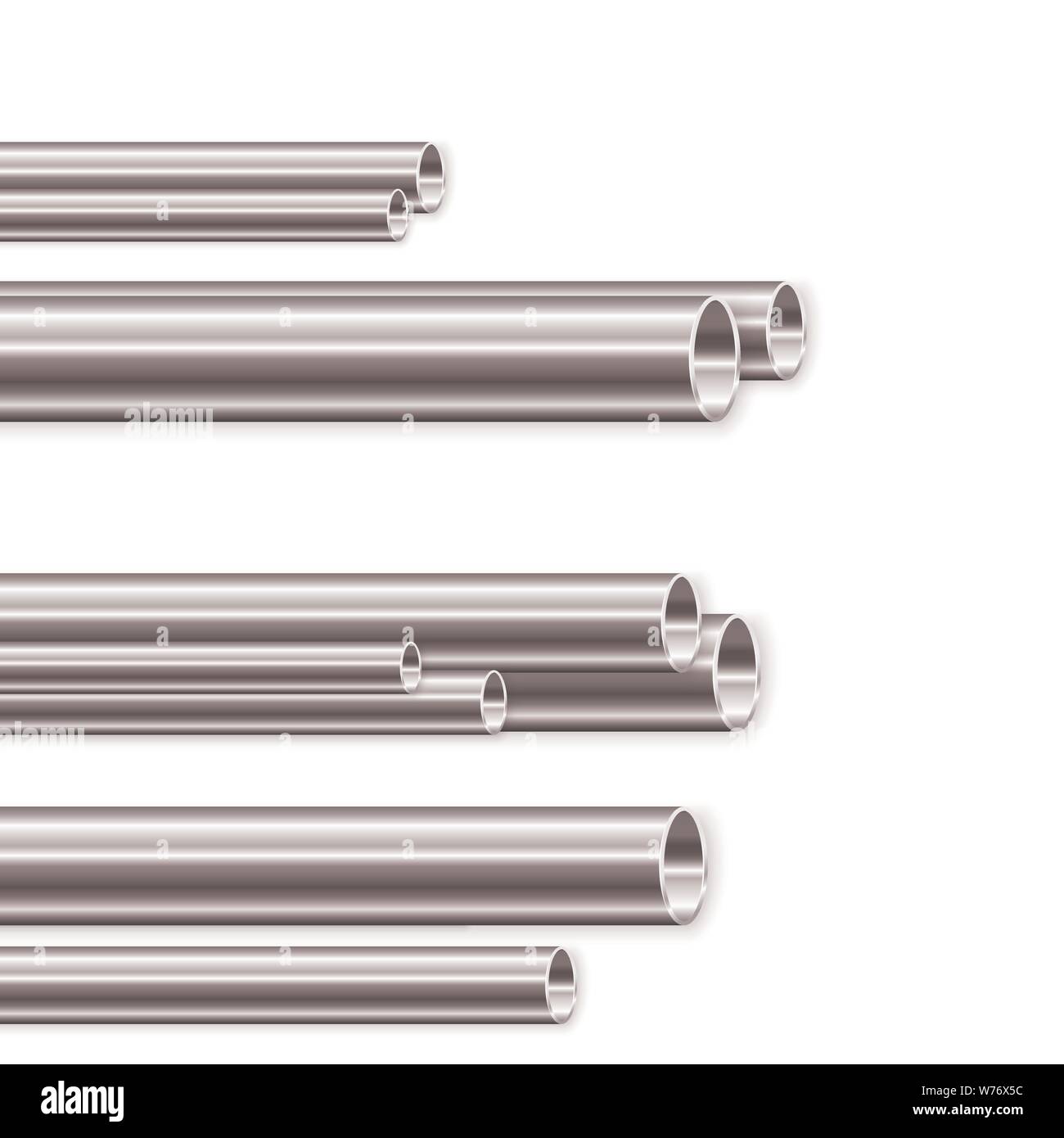 Tubo di metallo Fabbricazione. Gruppo di nuovo i tubi di ferro. Illustrazione Vettoriale Illustrazione Vettoriale