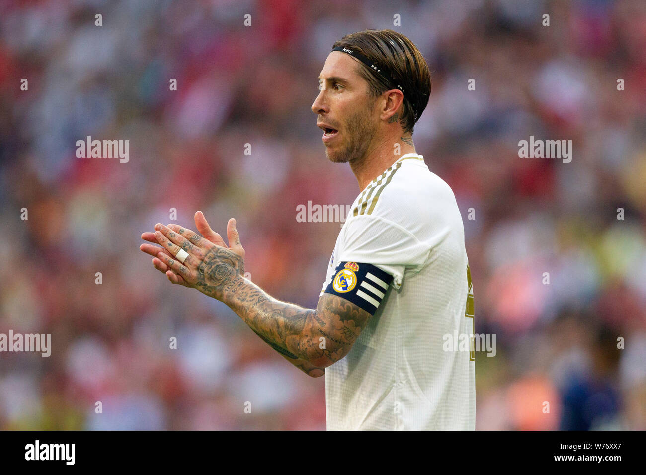 Monaco di Baviera, Deutschland. Il 30 luglio, 2019. Sergio RAMOS (# 4, reali). Soccer, Real Madrid (reale) - Tottenham Hotspur (TOT), Audi Cup 2019, semifinali, su 30/07/2019 in Muenchen/ALLIANZARENA/Germania. € | Utilizzo di credito in tutto il mondo: dpa/Alamy Live News Foto Stock