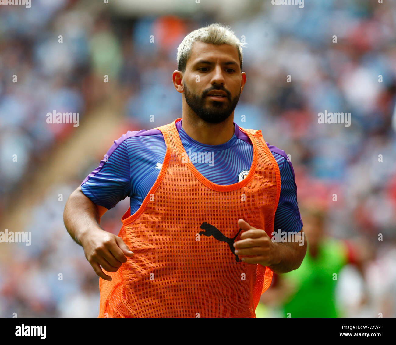 Londra, Regno Unito. 04 Ago, 2019. Londra, Inghilterra. Agosto 04: Manchester City Sergio Aguero durante la comunità fa scudo tra Liverpool e Manchester City a Wembley Stadium il 04 agosto 2019 a Londra, Inghilterra. Credit: Azione Foto Sport/Alamy Live News Foto Stock