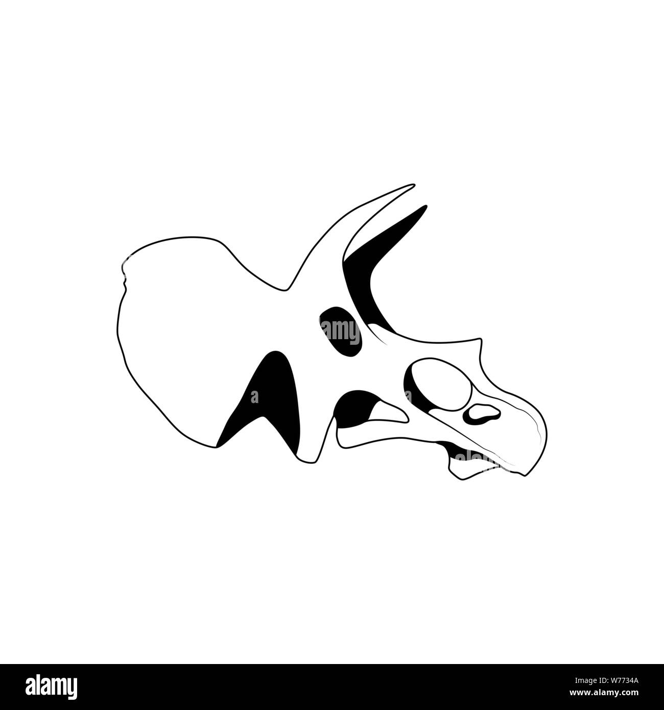 Illustrazione Vettoriale di grafica triceratops cranio Illustrazione Vettoriale