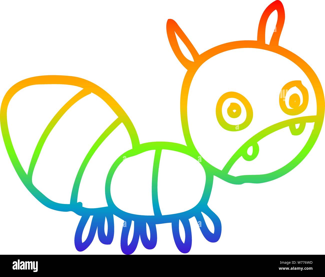 Rainbow linea di sfumatura di disegno di un cartoon ansiosi ant Illustrazione Vettoriale