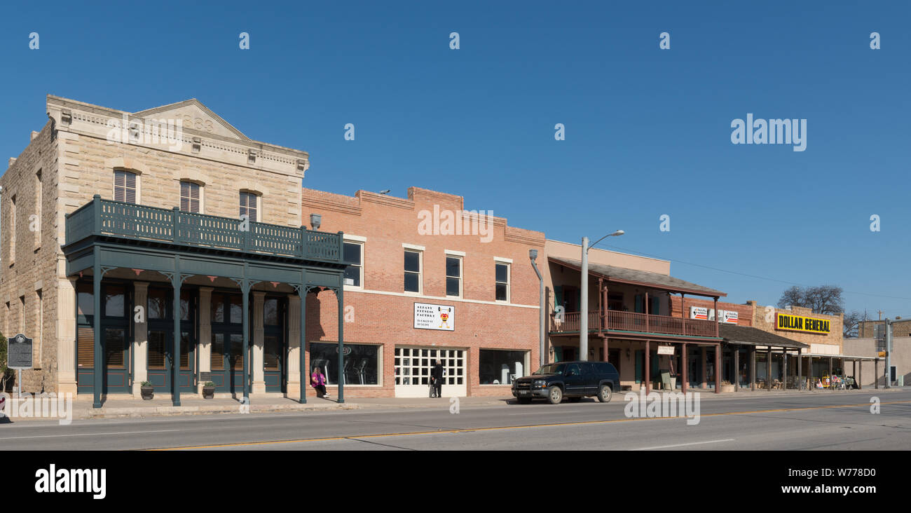 Un blocco di centro in Albany, Texas, la sede della Contea di Shackelford descrizione fisica: 1 Foto : Digital, file TIFF a colori. Note: titolo, data e parole chiave sulla base di informazioni fornite dal fotografo.; dono; la collina di Lyda Foundation; 2014; (DLC/PP-2014:054).; fa parte di: Lyda Hill Texas raccolta di fotografie in Carol M. Highsmith America del progetto in Carol M. Highsmith Archivio.; Foto Stock