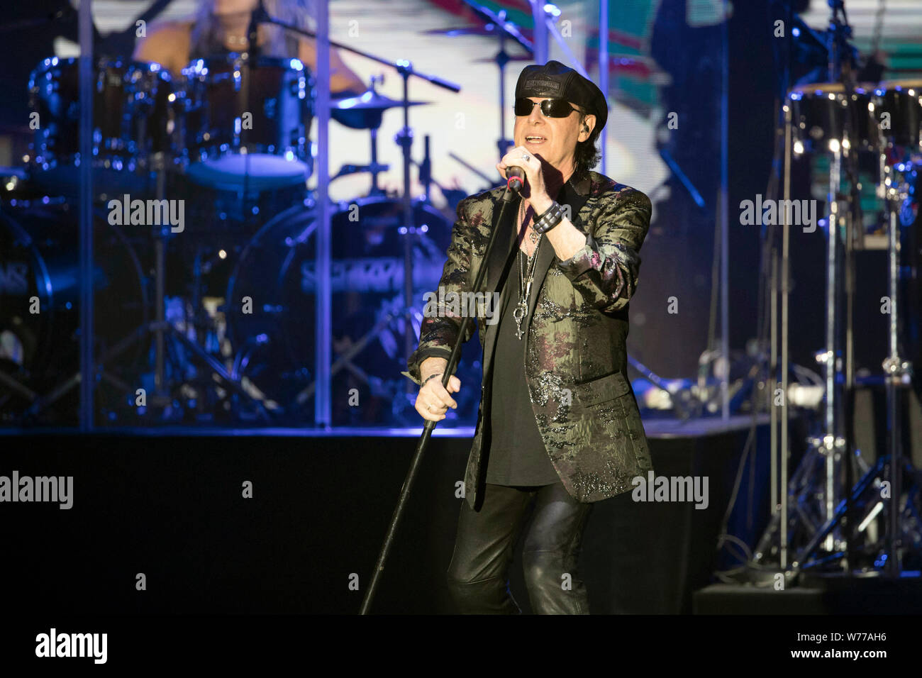 Scorpioni in concerto a Montecarlo Sporting concert hall di Monaco, con Klaus Meine, Pawel Maciwoda, Rudolf Schenker, James Kottak e Matthias Foto Stock