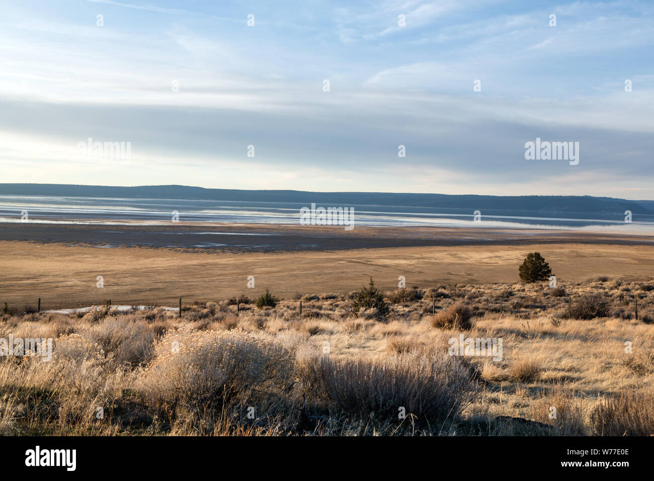 Una vista dall'U.S. 395 di prevalentemente asciutto Lago d'oca, che si estende dalla contea di Modoc nell estremo nord-est della California fino a sud della Oregon descrizione fisica: 1 Foto : Digital, file TIFF a colori. Note: titolo, data e parole chiave fornite dal fotografo.; Foto Stock