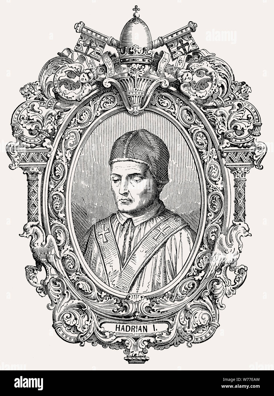 Papa Adriano I o Hadrianus I, papa da 772 a 795, Papst Hadrian I. Foto Stock