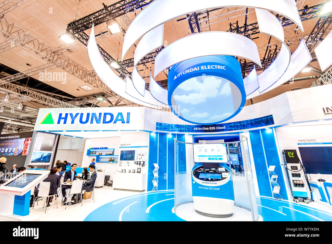 Hannover, Germania - Aprile 2019 - Hyundai presenta innovazioni in occasione della fiera di Hannover. Foto Stock