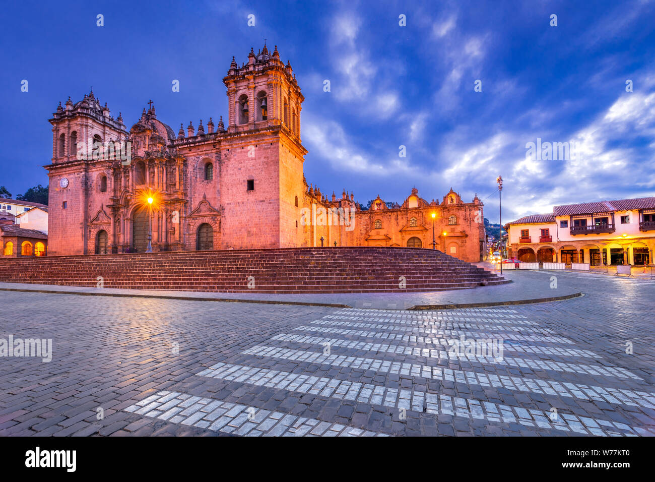 Cusco, Perù - Plaza de Armas e la Cattedrale del Cuzco. Montagne delle Ande, Sud America. Foto Stock