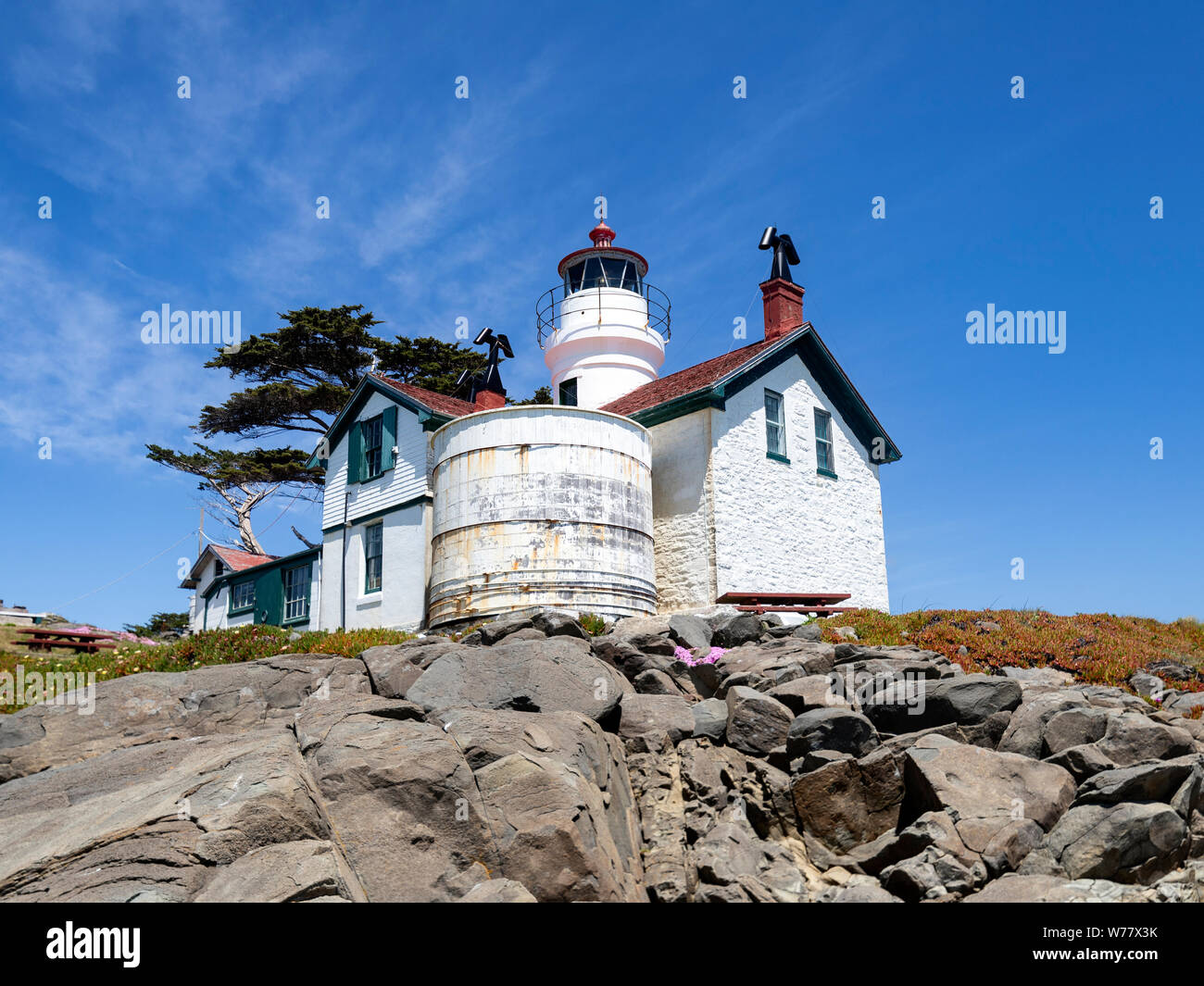 CA03448-00...CALIFORNIA - Battery Point Lighthouse in Crescent City lungo la costa di Redwood. Foto Stock