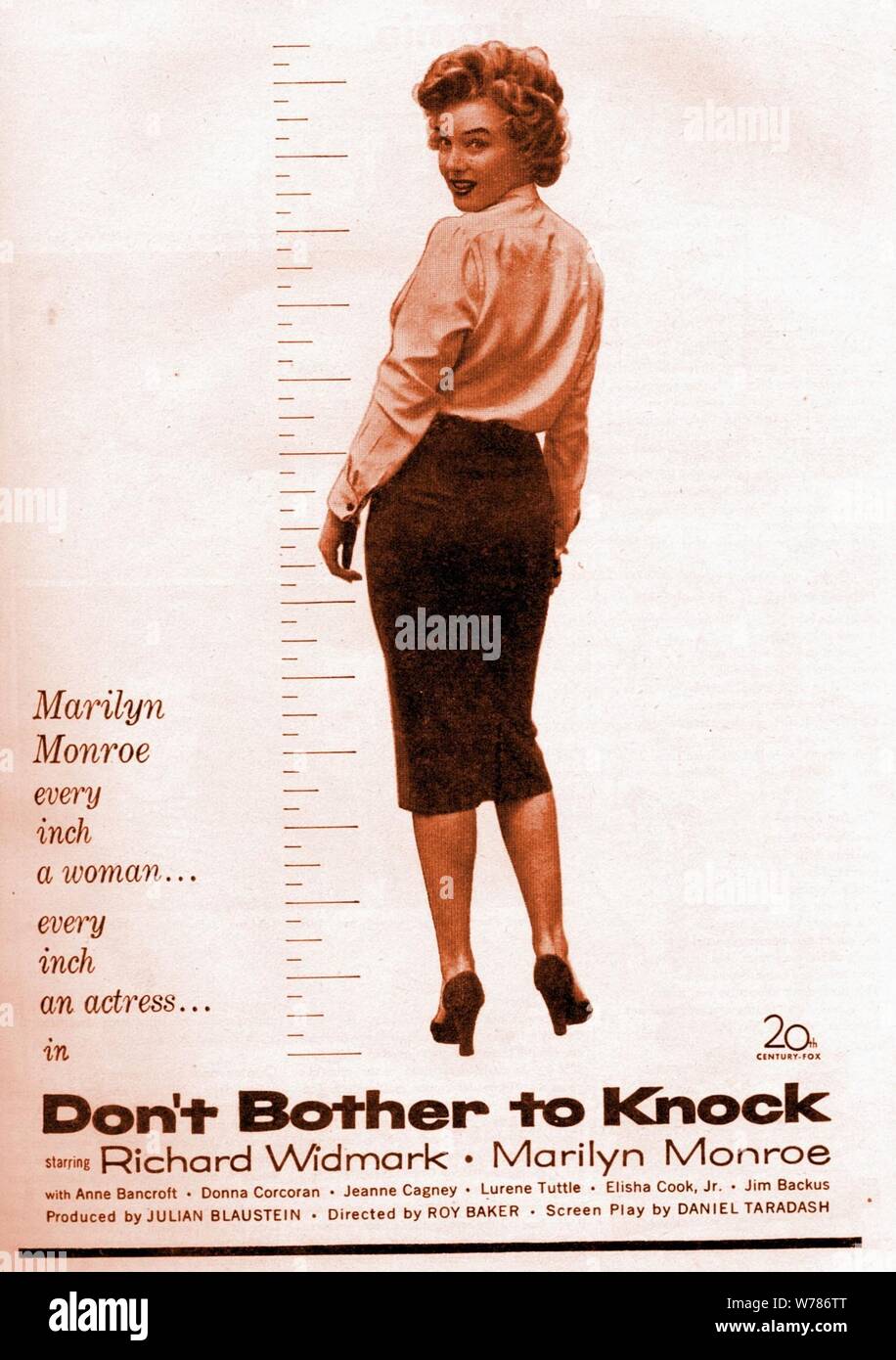 MARILYN MONROE poster del film, non preoccupatevi di Knock, 1952 Foto Stock