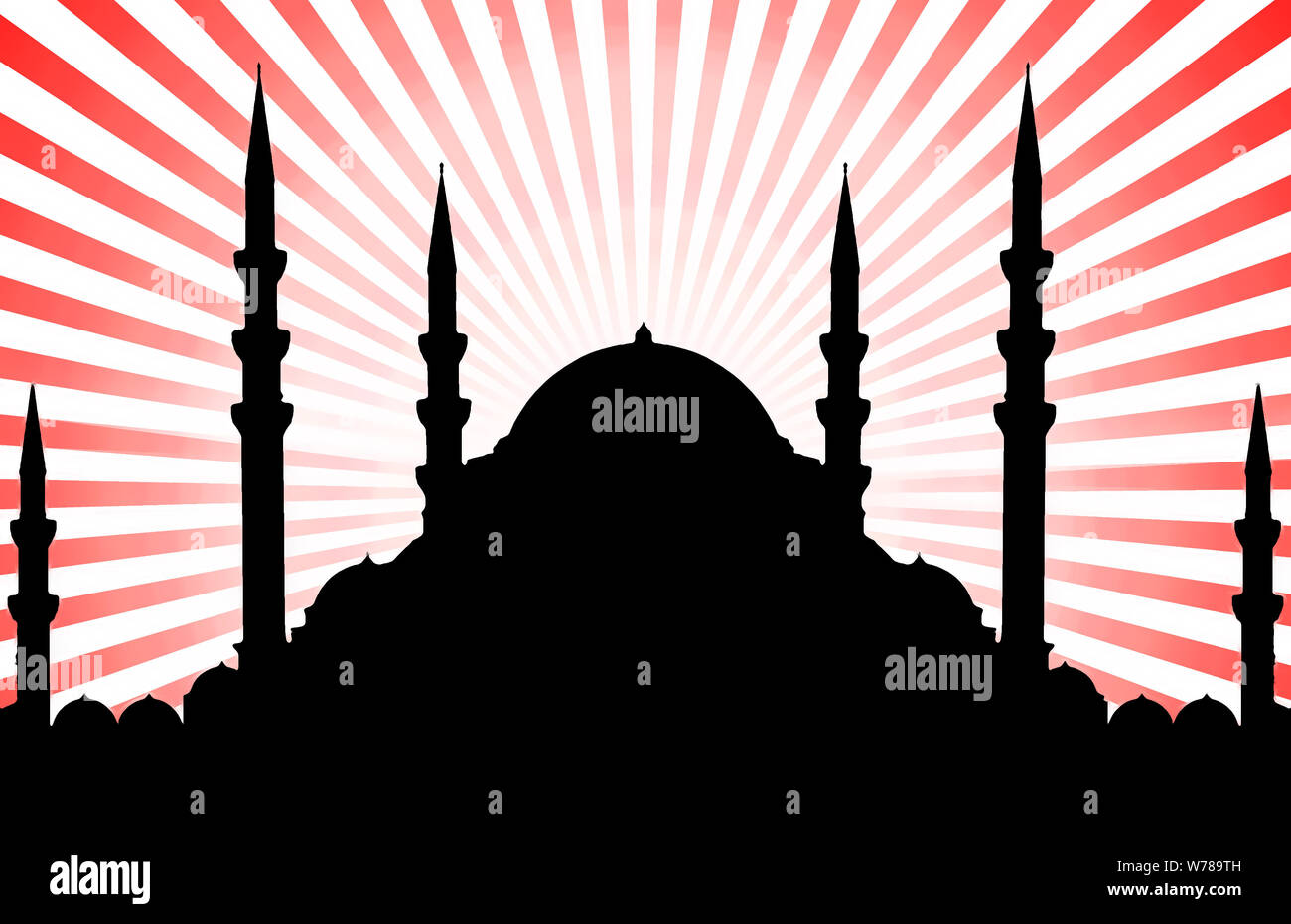 Silhouette della moschea con colorato sfondo astratto Foto Stock