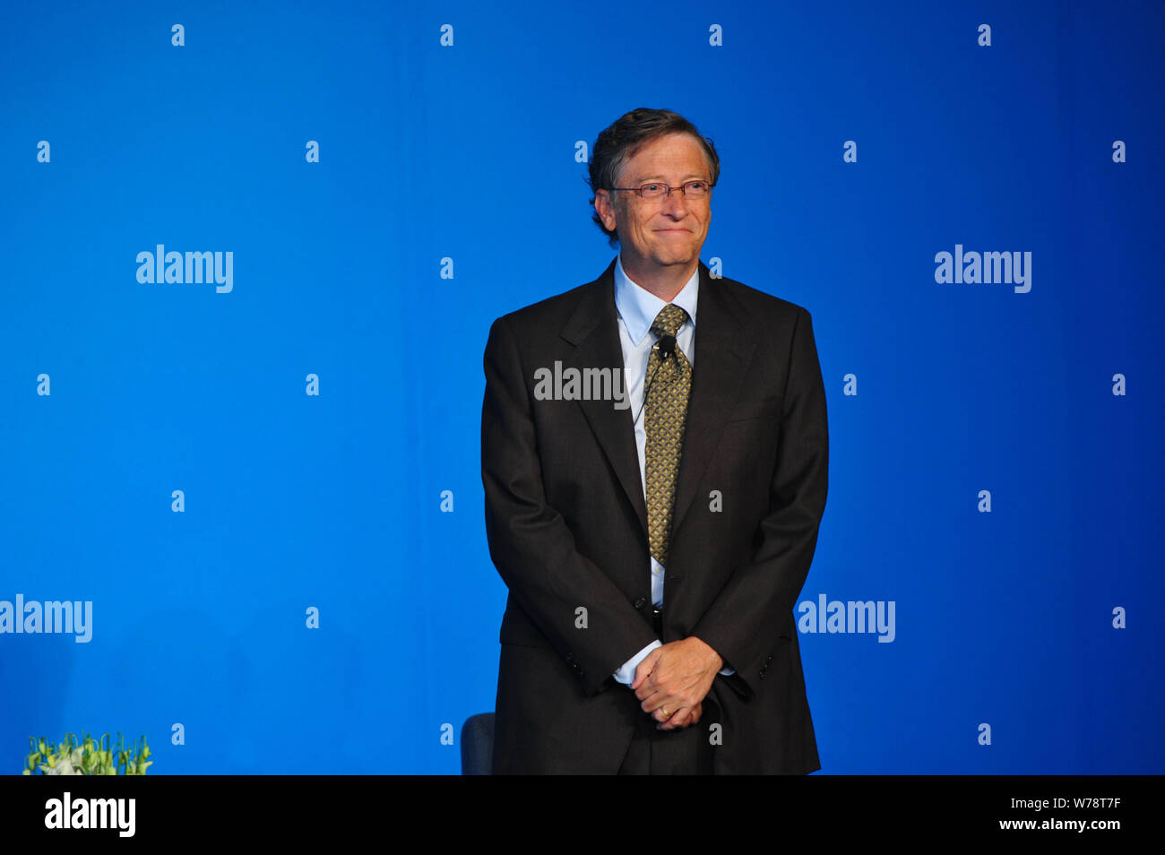 --FILE--Bill Gates, co-fondatore di Microsoft e co-presidente della Fondazione Bill & Melinda Gates, partecipa a una conferenza stampa a Pechino in Cina, 30 Sett. Foto Stock