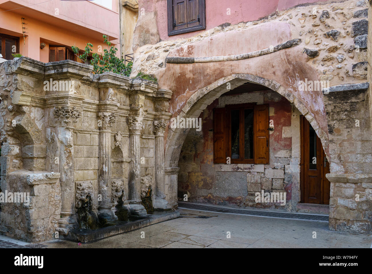 Venetian Rimondi Fontana in Rethymnon città vecchia. Foto Stock