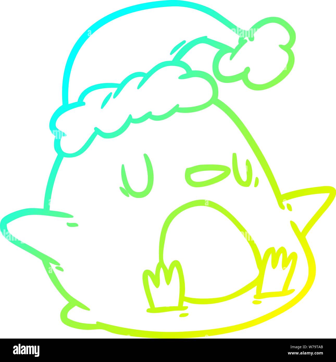Gradiente a freddo la linea di disegno di un attraente pinguino Illustrazione Vettoriale