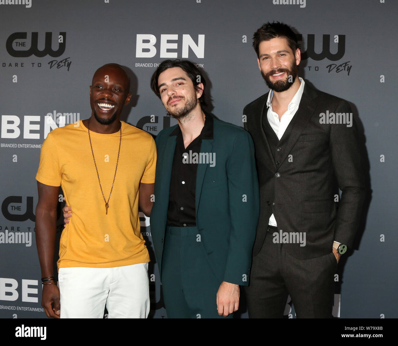 Agosto 4, 2019, Beverly Hills, CA, Stati Uniti d'America: LOS ANGELES - 4 agosto: Keston John, Morgan Krantz, Casey Deidrick presso il CW TCA Estate All-Star Party presso il Beverly Hilton Hotel il 4 agosto 2019 a Beverly Hills, CA (credito Immagine: © Kay Blake/ZUMA filo) Foto Stock