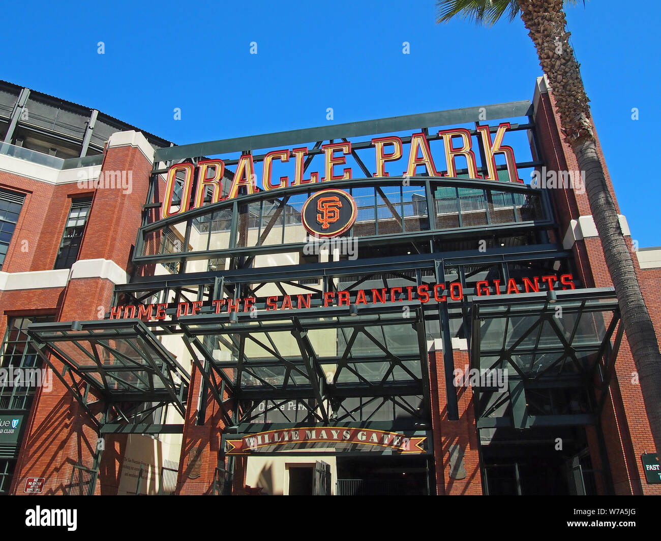 Oracle Park, Willie Mays gate, sede dei San Francisco Giants di baseball professionale team, California Foto Stock