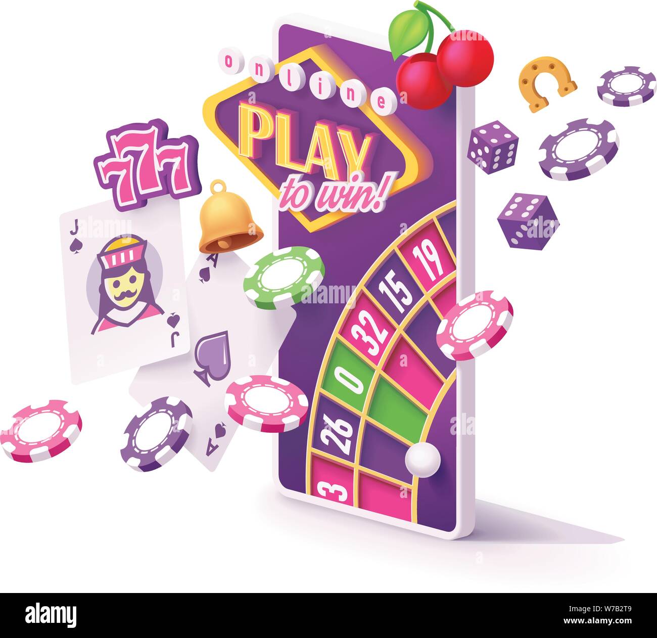 Vettore online casino mobile app concept Illustrazione Vettoriale