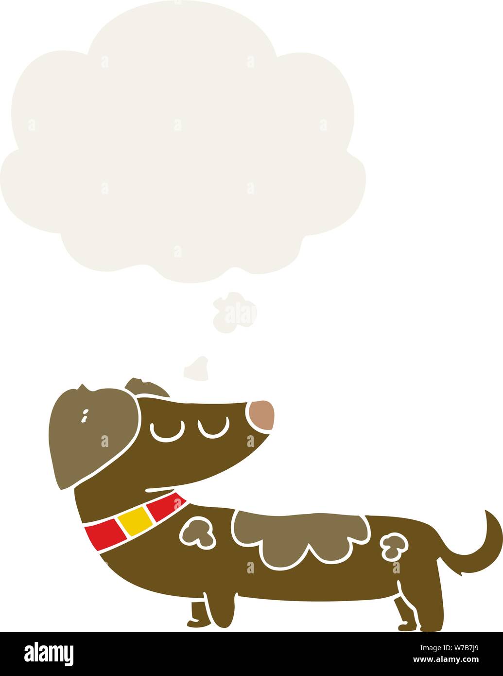 Cartoon cane con bolle di pensiero in stile retrò Illustrazione Vettoriale