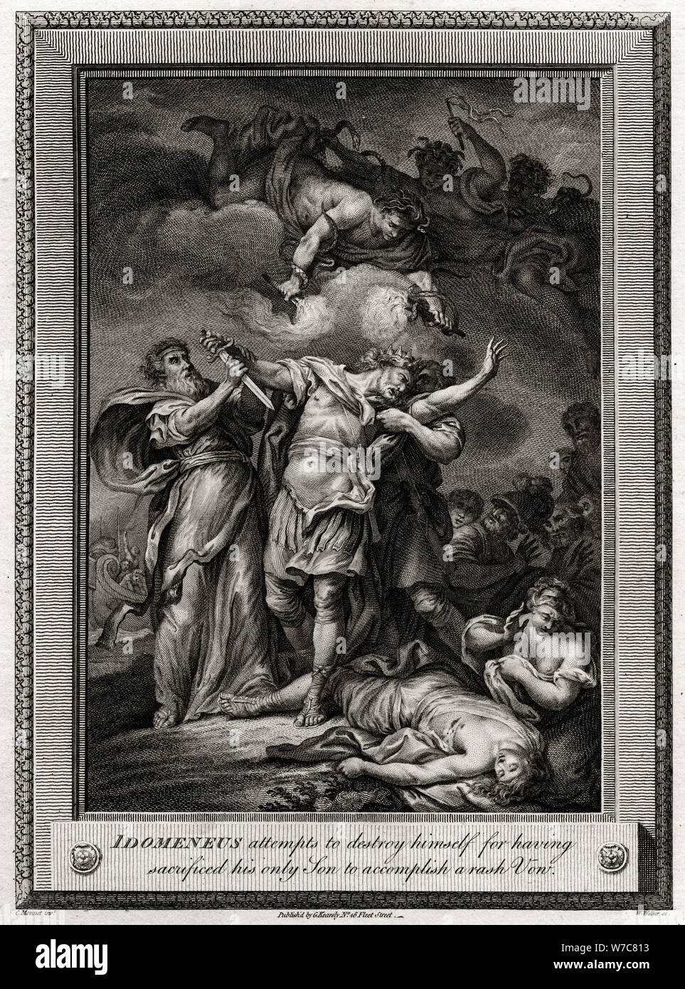 "Idomeneo tentativi di distruggere se stesso per aver sacrificato il suo Figlio unigenito...", 1775. Artista: W Walker Foto Stock