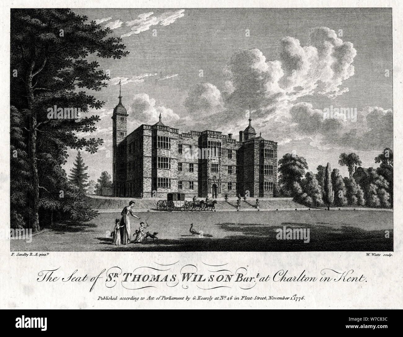 "La sede di Sir Thomas Wilson Bart a Charlton in Kent", 1776. Artista: William Watt Foto Stock