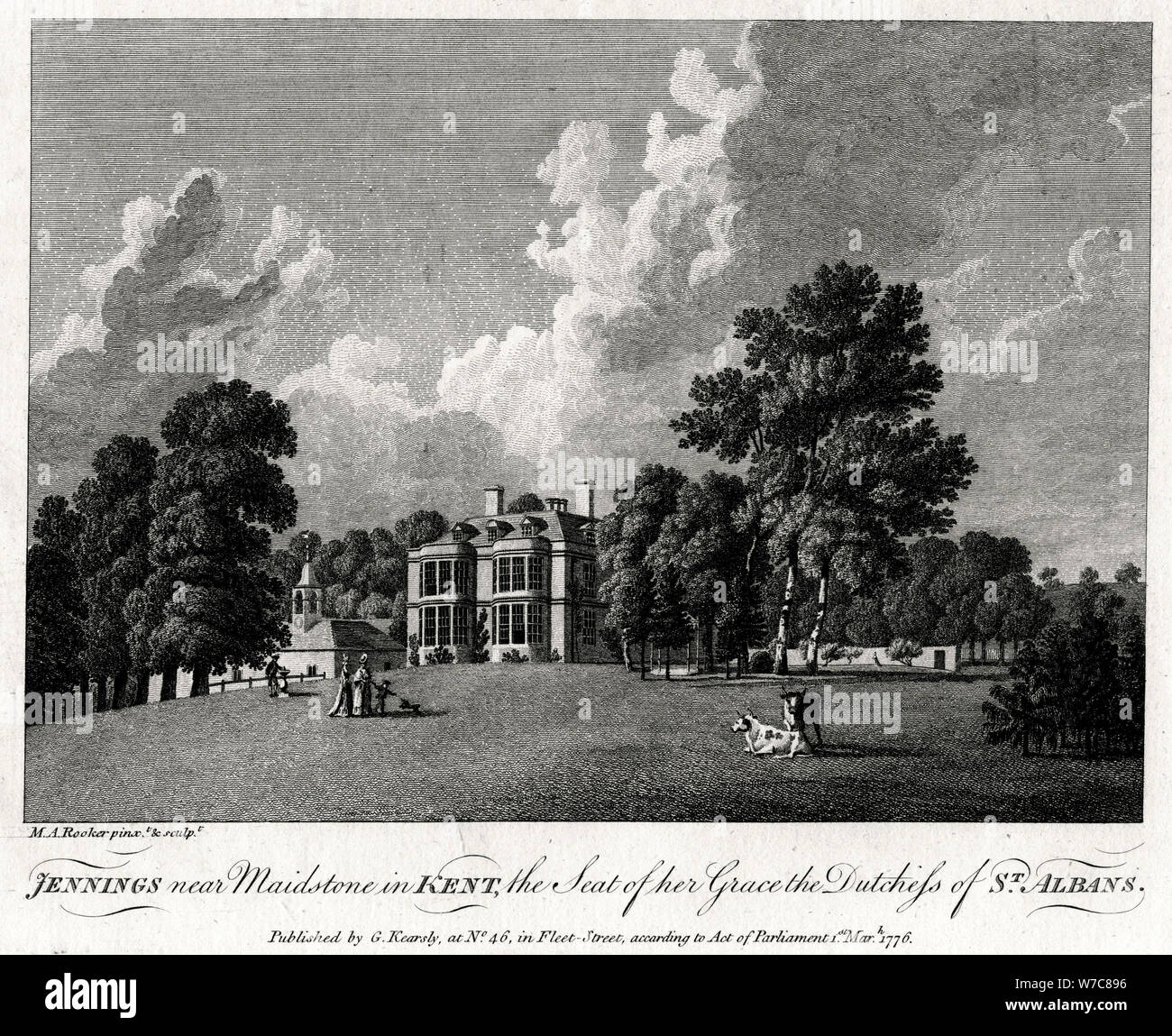 "Jennings vicino a Maidstone nel Kent, la sede della sua grazia il Dutchess di St Albans', 1776. Autore: Michael Rooker Angelo. Foto Stock