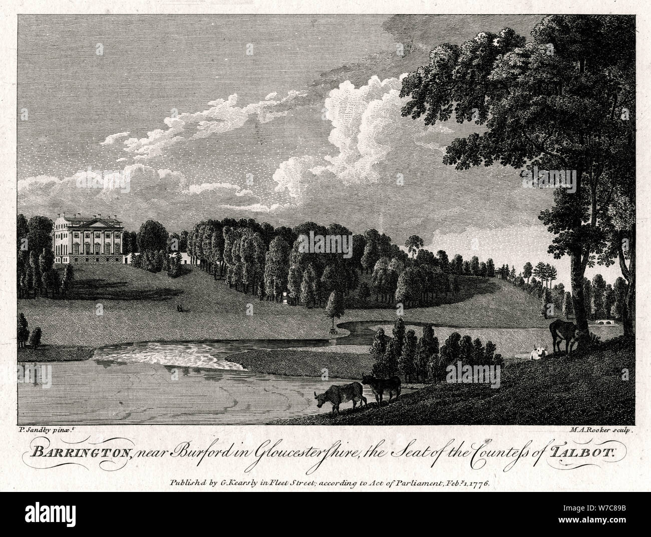 "Barrington, vicino a Burford in Gloucestershire, Sede della contessa di Talbot', 1776. Artista: Michael Rooker Angelo Foto Stock