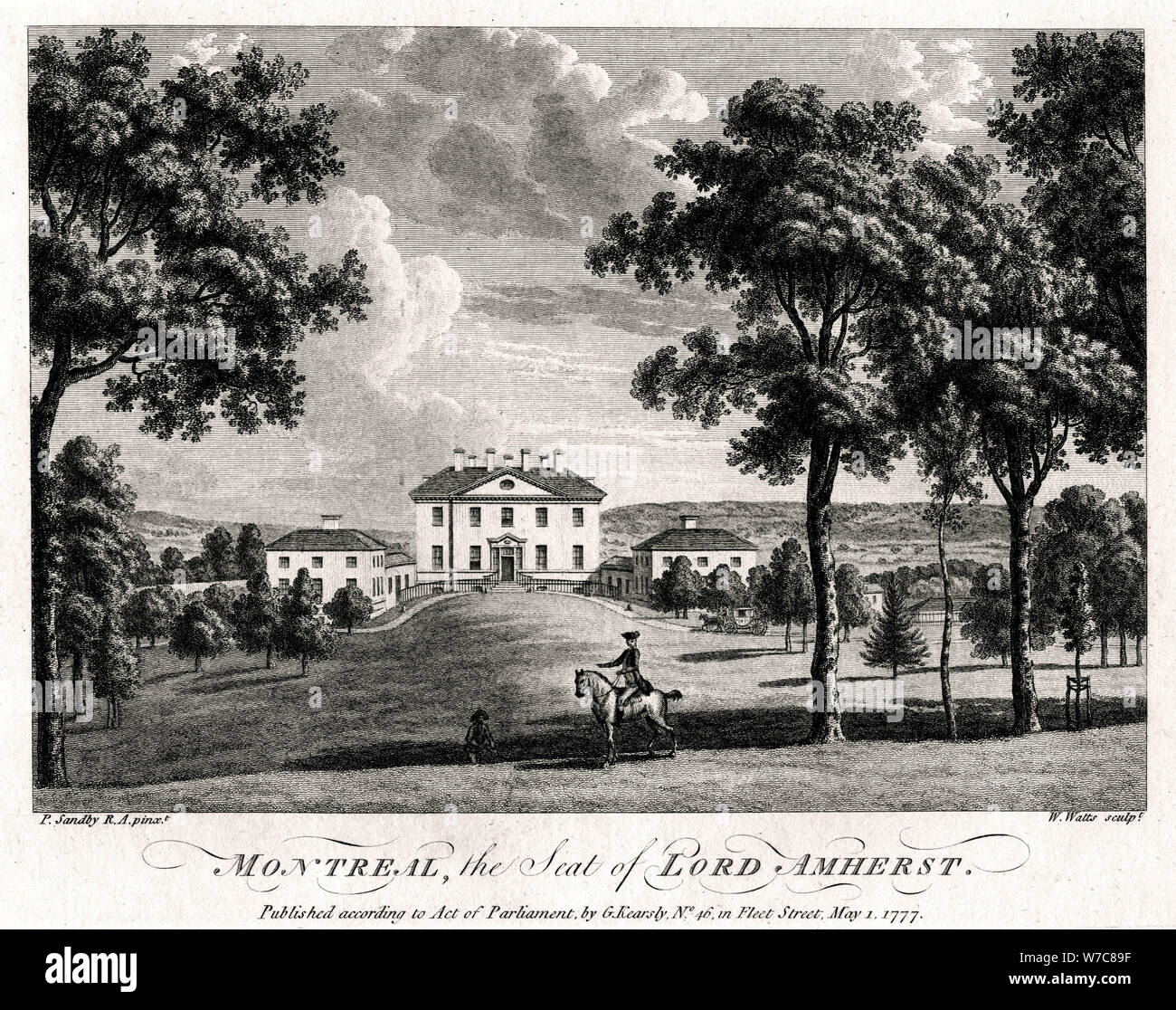 'Mdi Montreal, la sede di Lord Amherst', 1777. Artista: William Watt Foto Stock
