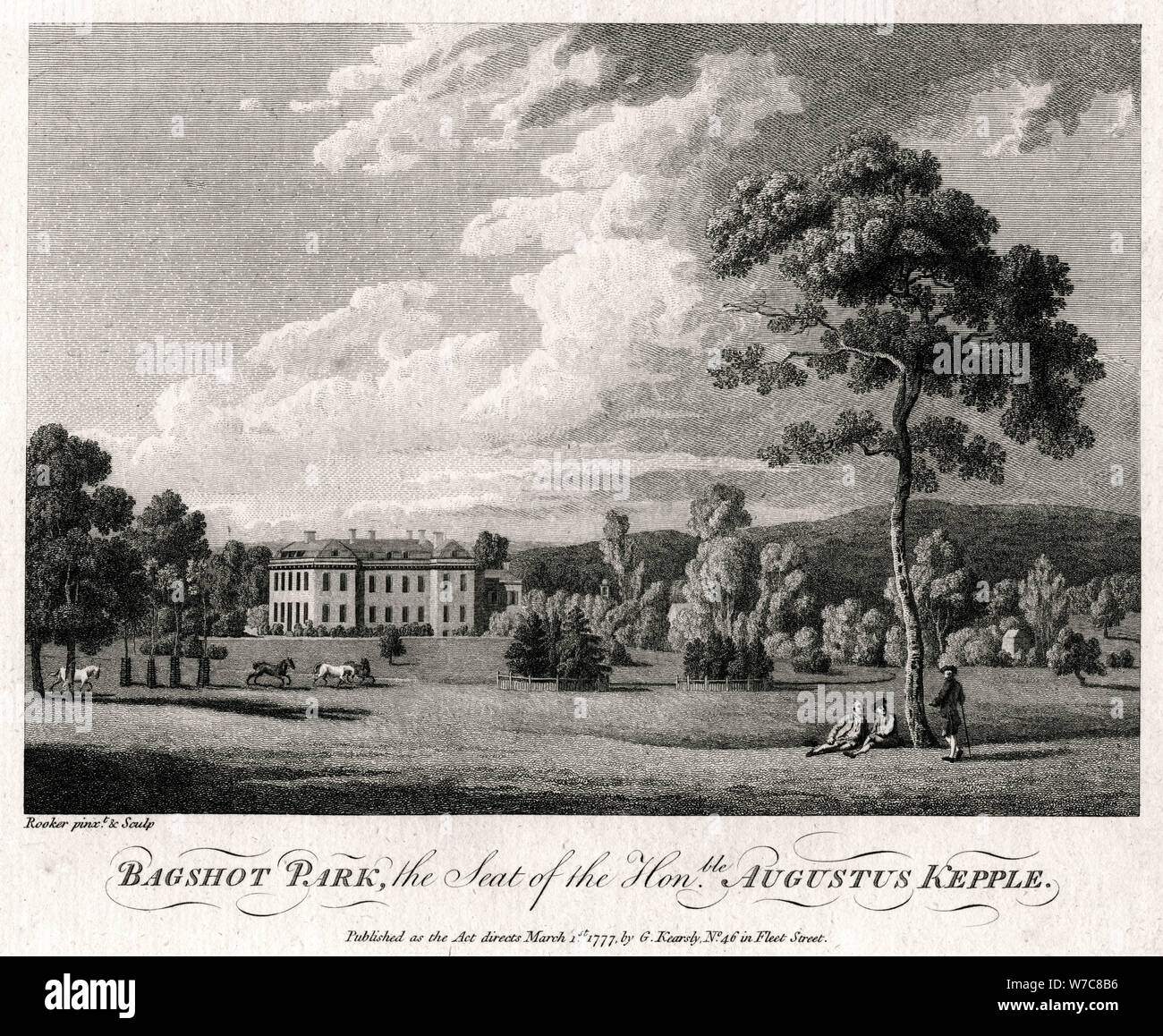 "Bagshot Park, sede dell'onorevole Augusto Kepple', 1777. Artista: Michael Rooker Angelo Foto Stock