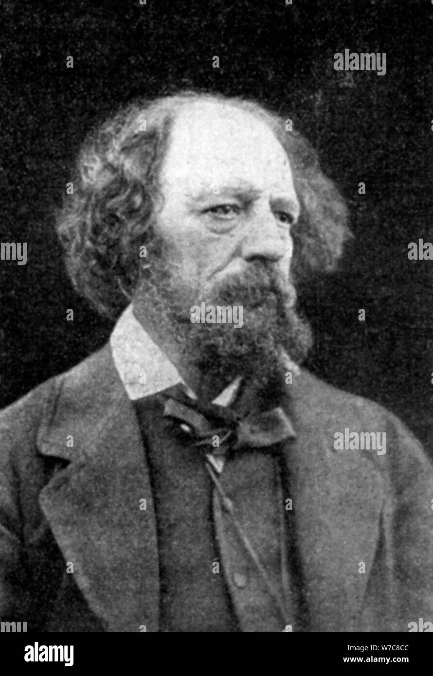 Alfred Tennyson, primo Baron Tennyson, poeta inglese, c1880. Artista: sconosciuto Foto Stock