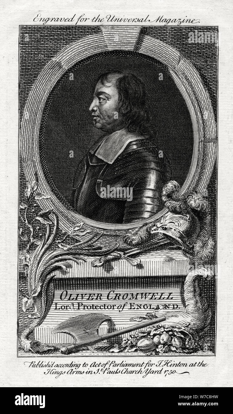 Oliver Cromwell, signore Protector of England, 1750. Artista: sconosciuto Foto Stock