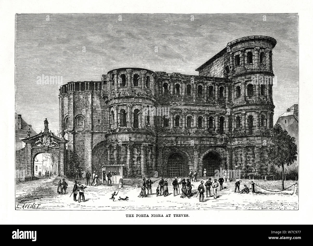 La Porta Nigra, Trier, Germania, 1879. Artista: L Avenet Foto Stock