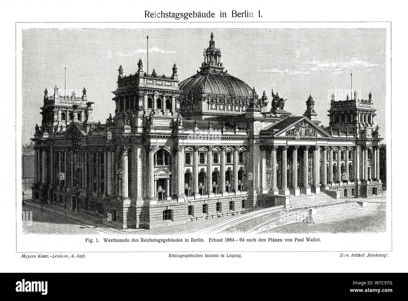 Il palazzo del Reichstag di Berlino, Germania, fine del XIX secolo. Artista: sconosciuto Foto Stock