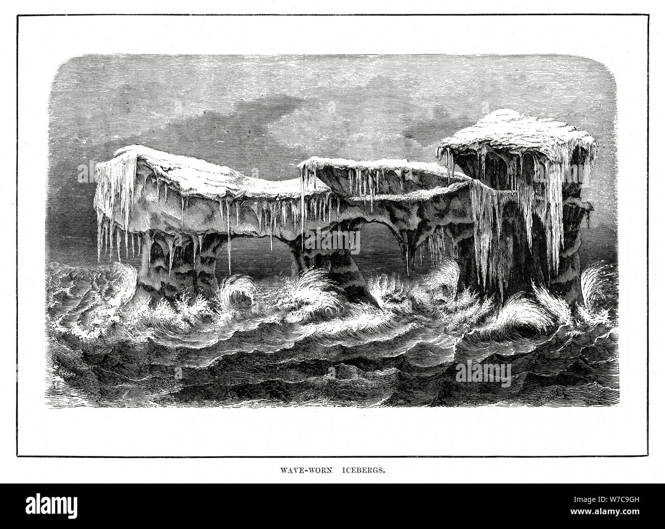 Onda-indossato iceberg, 1877. Artista: sconosciuto Foto Stock