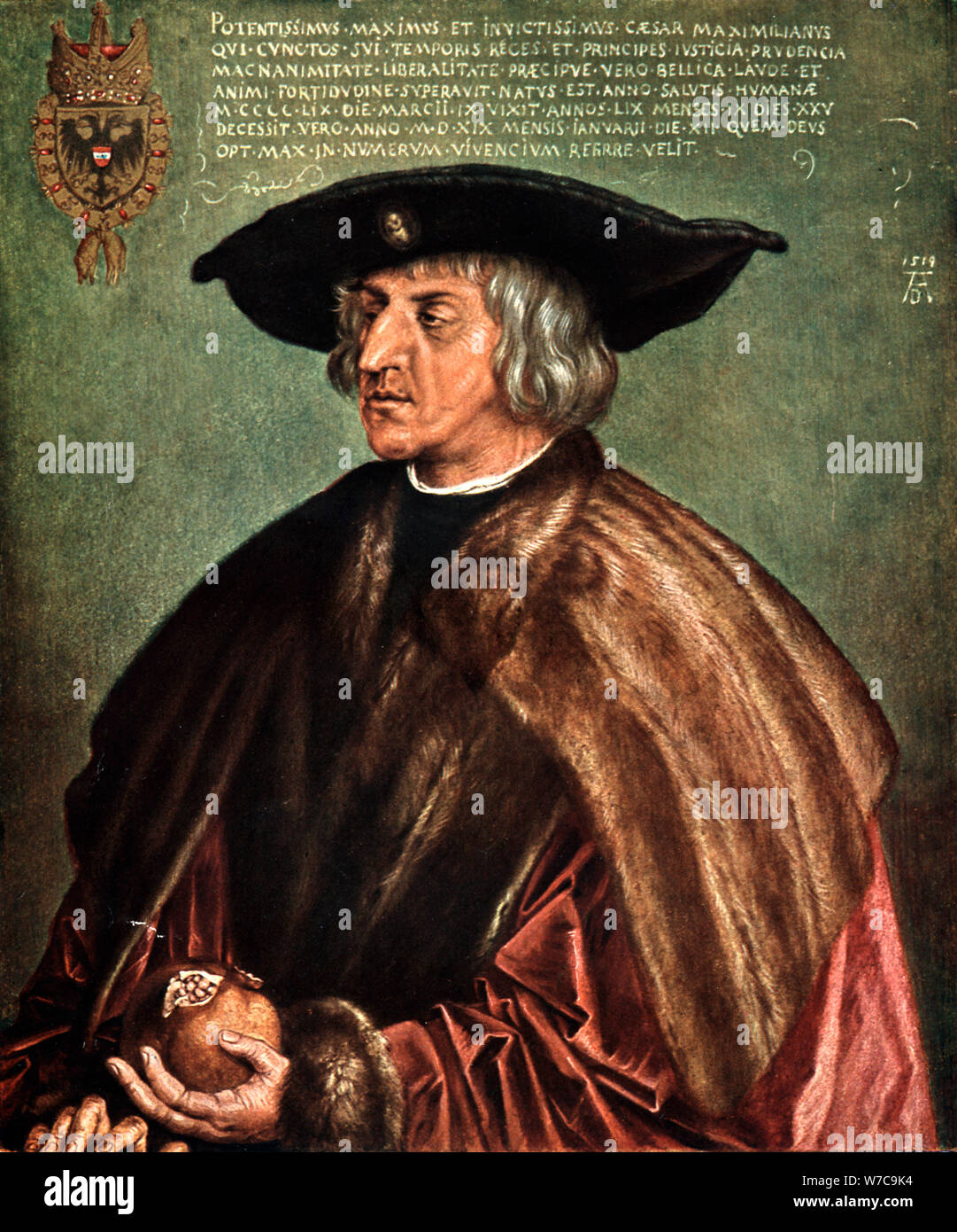 Kaiser Maximilian I, 1519. Artista: Albrecht Dürer Foto Stock