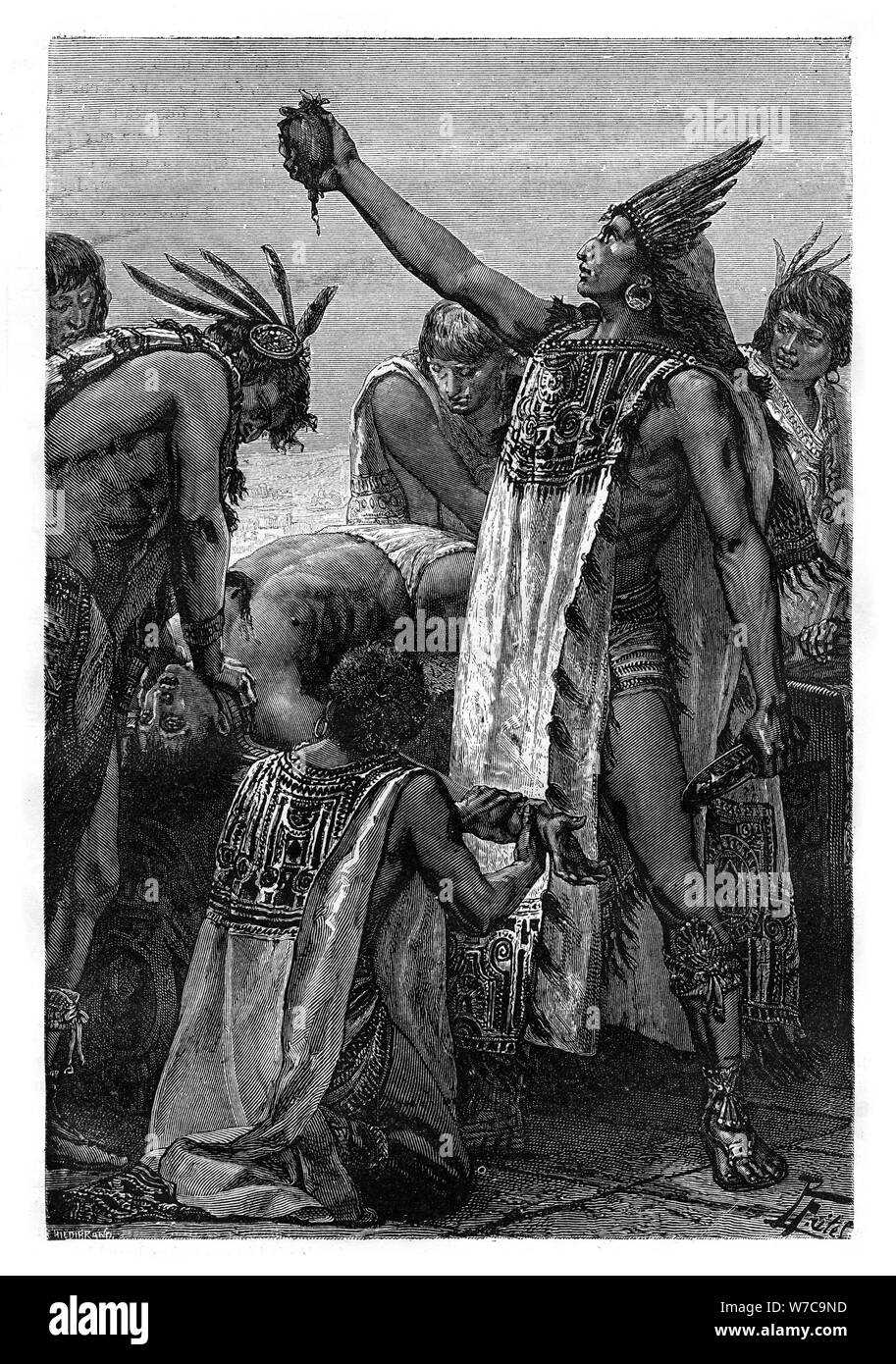 Sacrificio umano, Messico, Pre-Colombian periodo, (xix secolo). Artista: Pierre Fritel Foto Stock