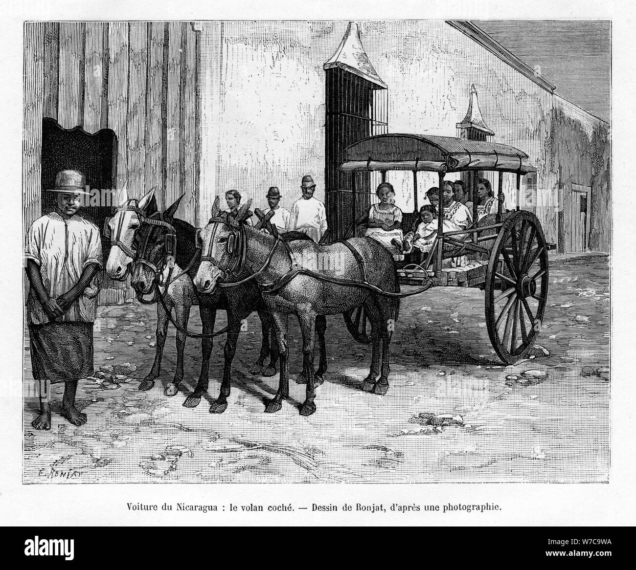 Stagecoach, Nicaragua, xix secolo. Artista: E Ronjat Foto Stock