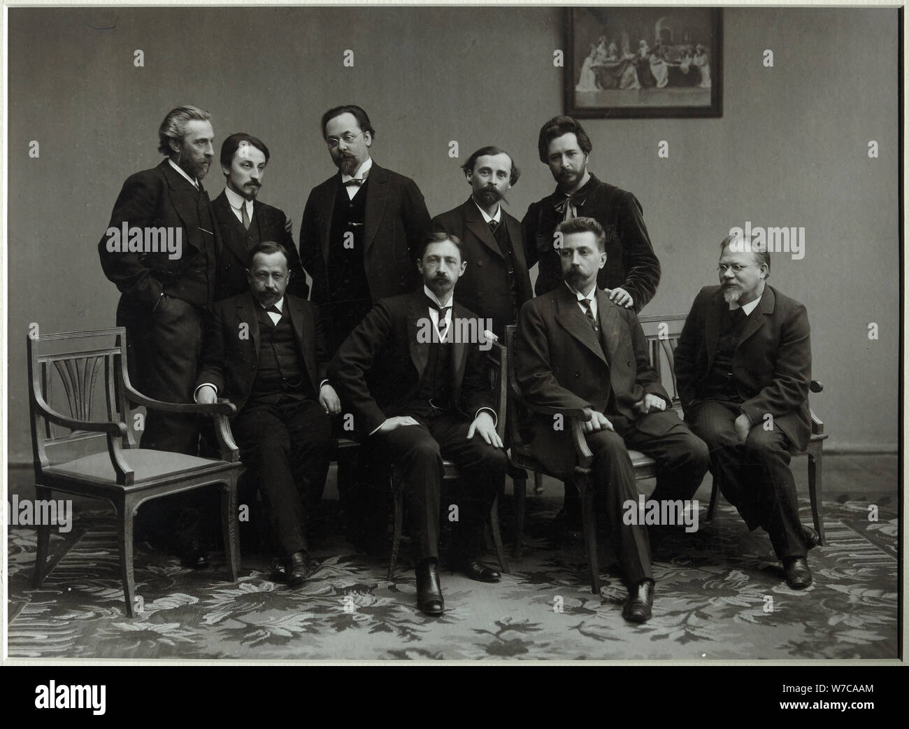 I membri del gruppo letterario Sreda (mercoledì), 1910. Artista: Anonimo Foto Stock
