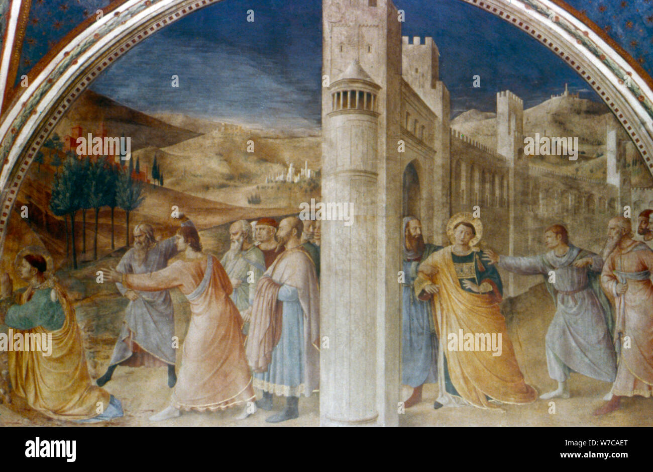 'L'arresto e la lapidazione di Santo Stefano', metà del XV secolo. Artista: Beato Angelico Foto Stock