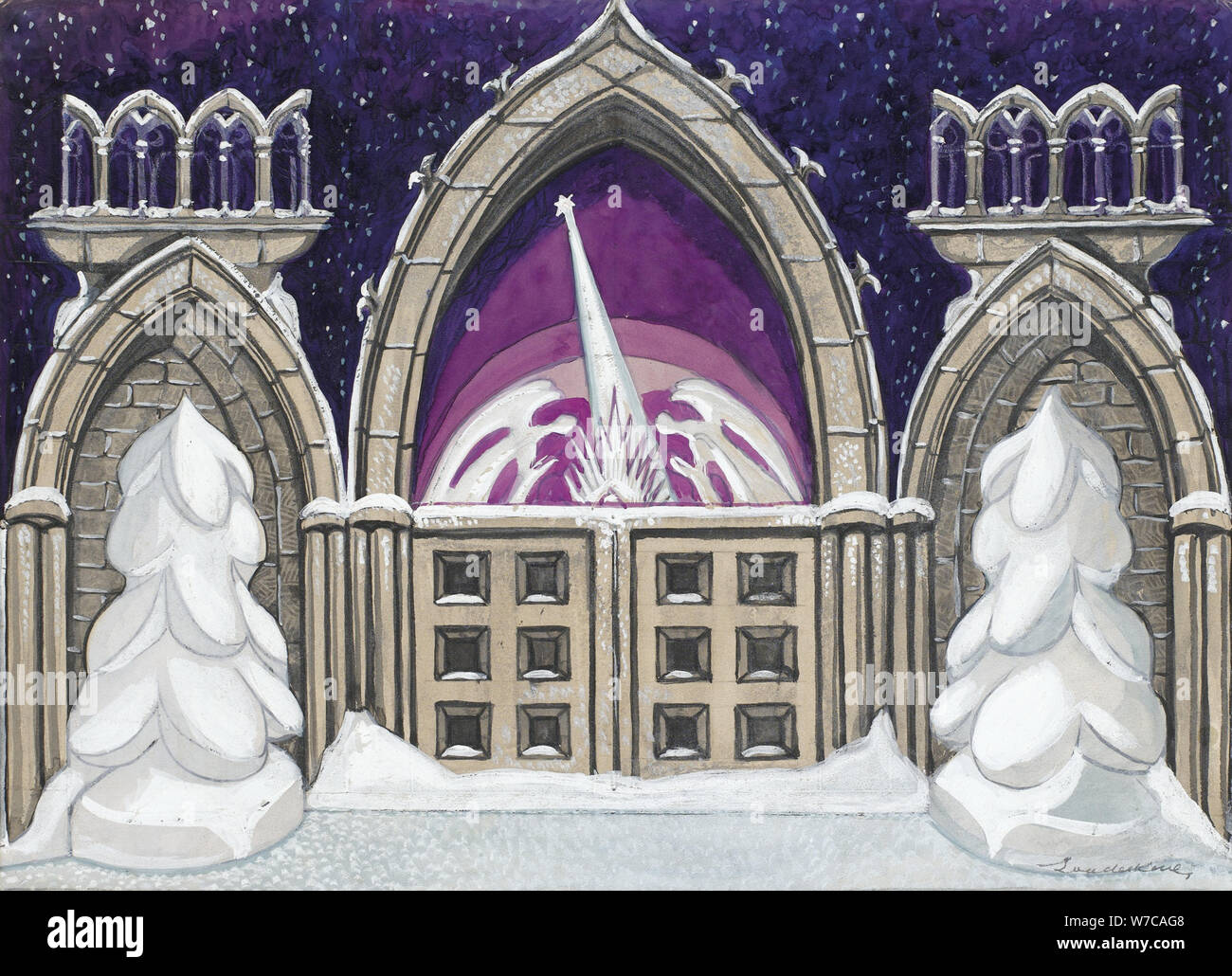 Scenografia per il balletto Schiaccianoci da P. Tchaikovsky. Artista: Sudeykin, Sergei Yurievich (1882-1946) Foto Stock