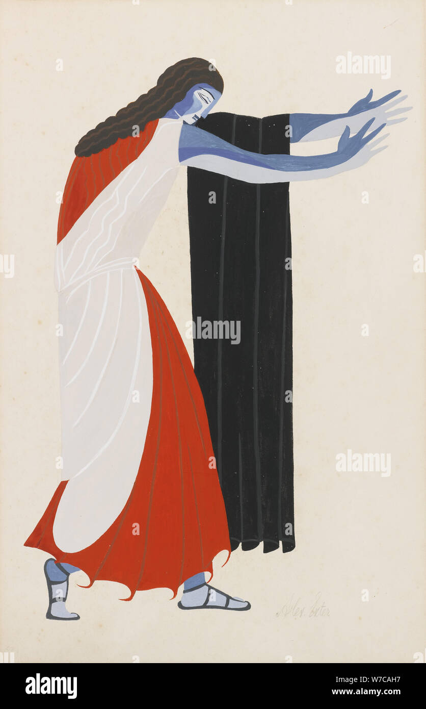 Costume Design per il gioco Sette contro Tebe di Eschilo, 1925. Artista: Exter, Alexandra Alexandrovna (1882-1949) Foto Stock