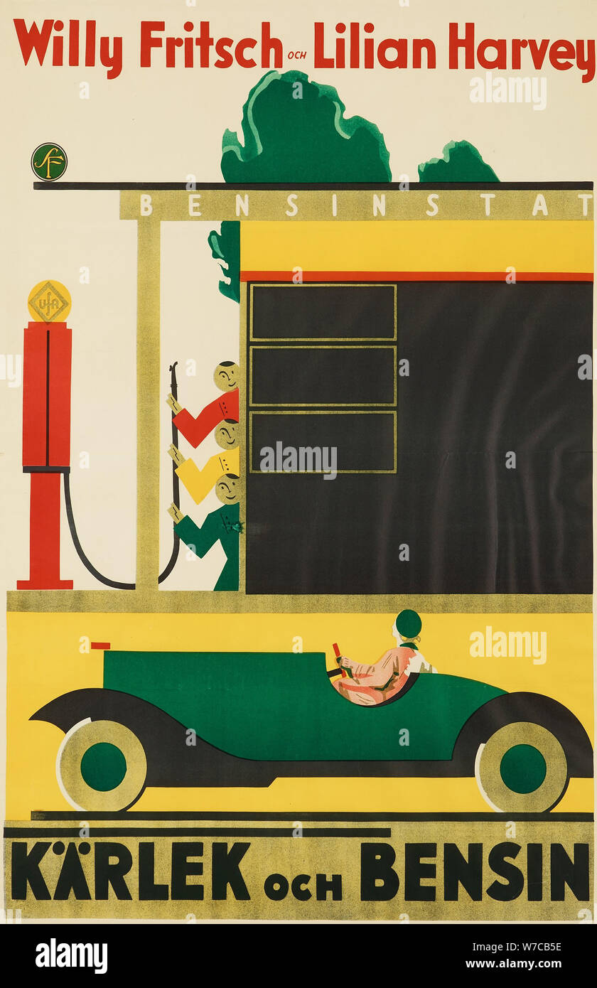 Poster del filmato tre dalla stazione di riempimento di Wilhelm Thiele, 1930. Foto Stock