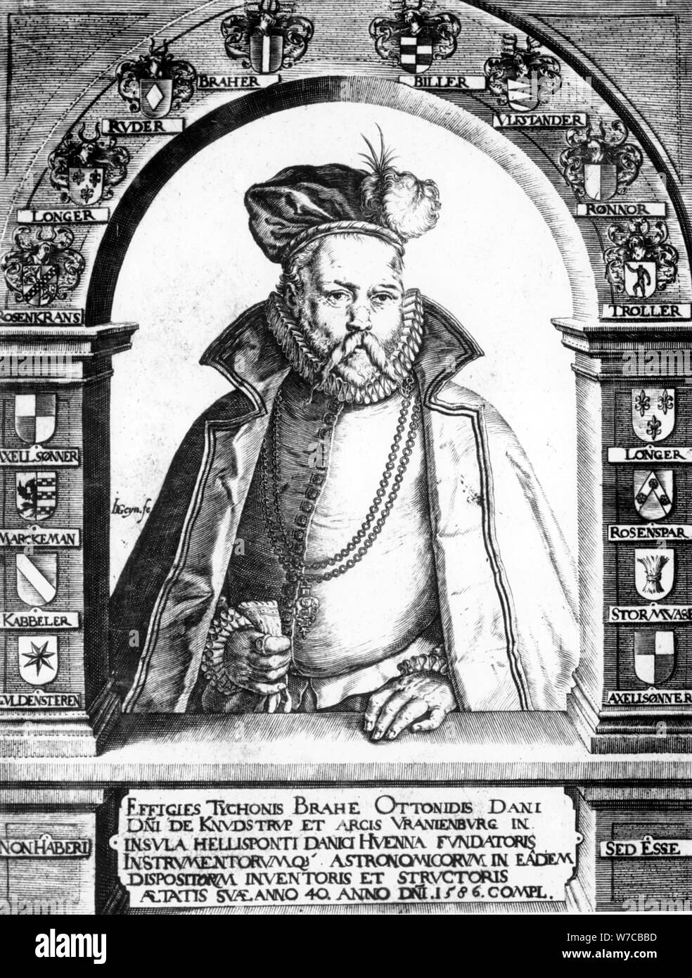 Tycho Brahe, astronomo danese, c1586. Artista: sconosciuto Foto Stock