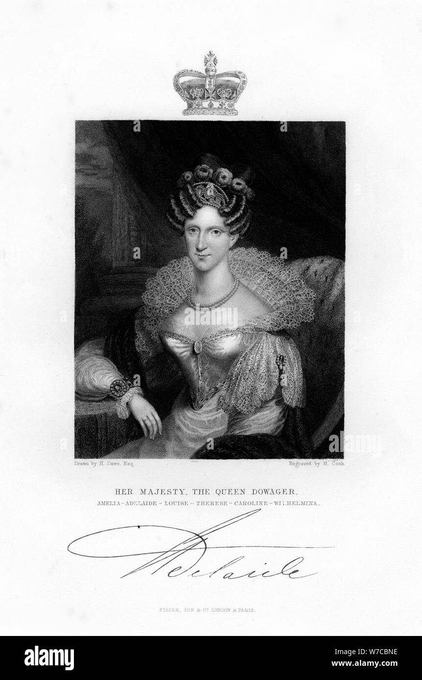 La regina Adelaide, la regina consorte, XIX secolo.Artista: H Cook Foto Stock