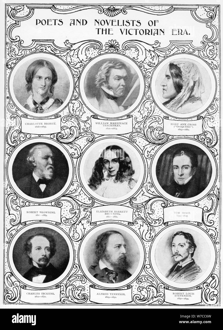 "Poeti e romanzieri dell'epoca vittoriana", fine del XIX secolo. Artista: sconosciuto Foto Stock