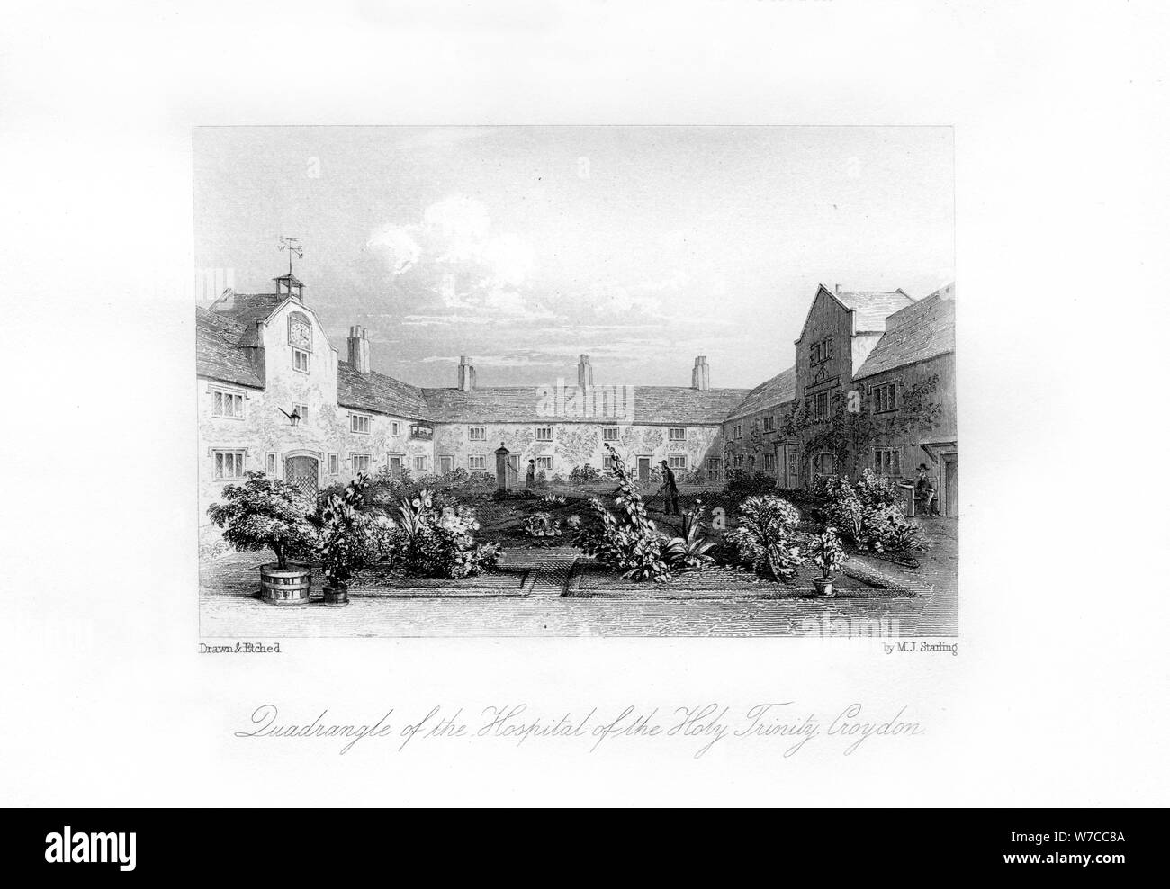 Ospedale della Santa Trinità, Croydon, 1840.Artista: MJ Starling Foto Stock