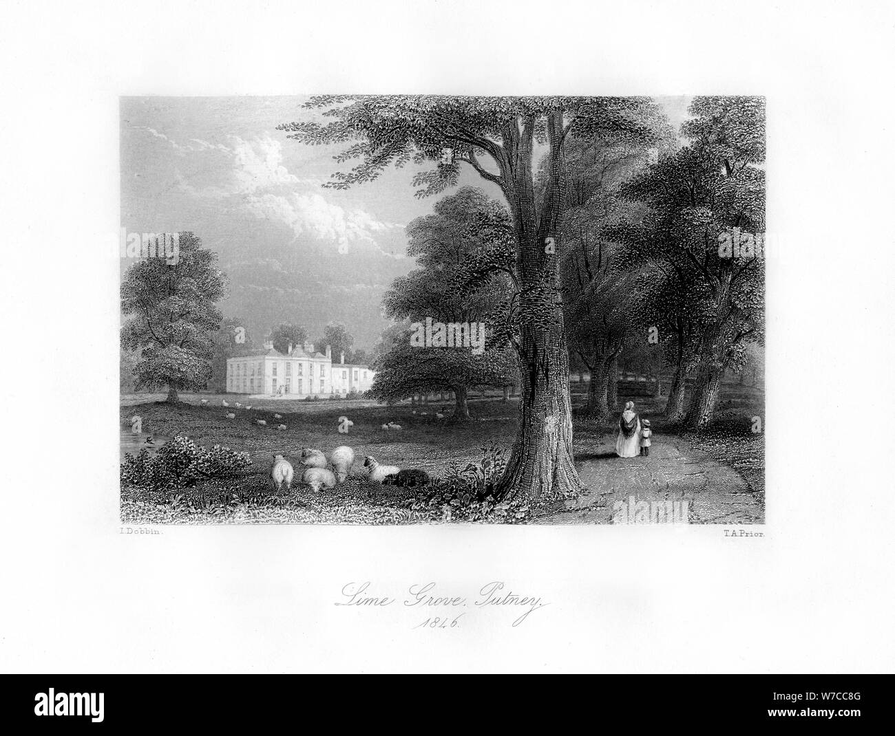 Lime Grove, Putney, 1846.Artista: TA prima Foto Stock