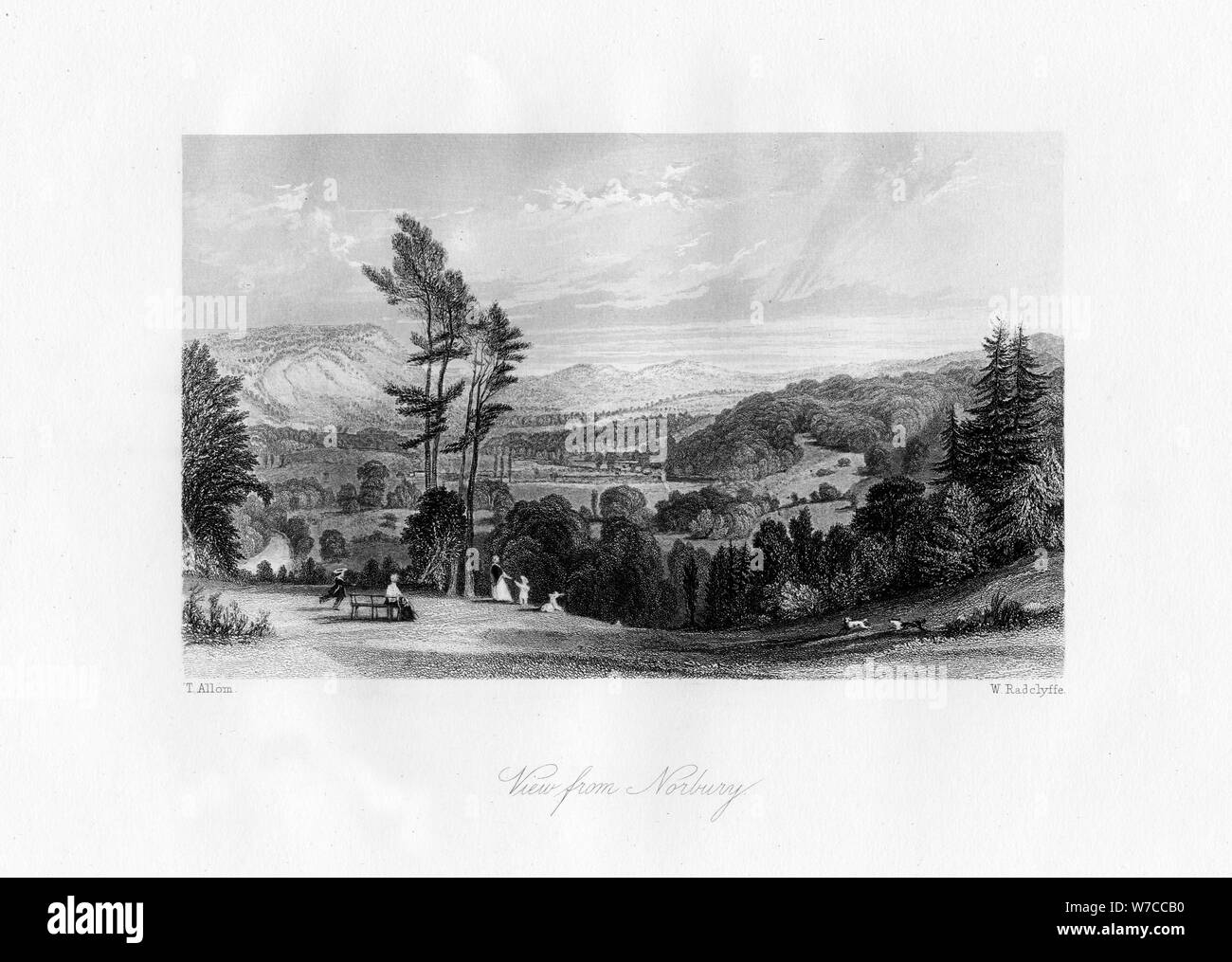 Una vista dalla Norbury, Surrey, XIX secolo.Artista: William Radclyffe Foto Stock