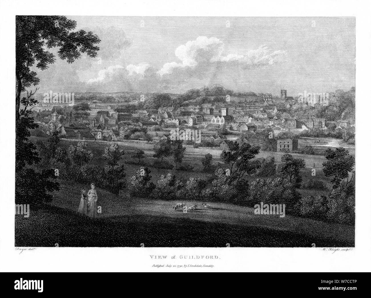 Guildford, Surrey, Inghilterra, 1798.Artista: W Knight Foto Stock