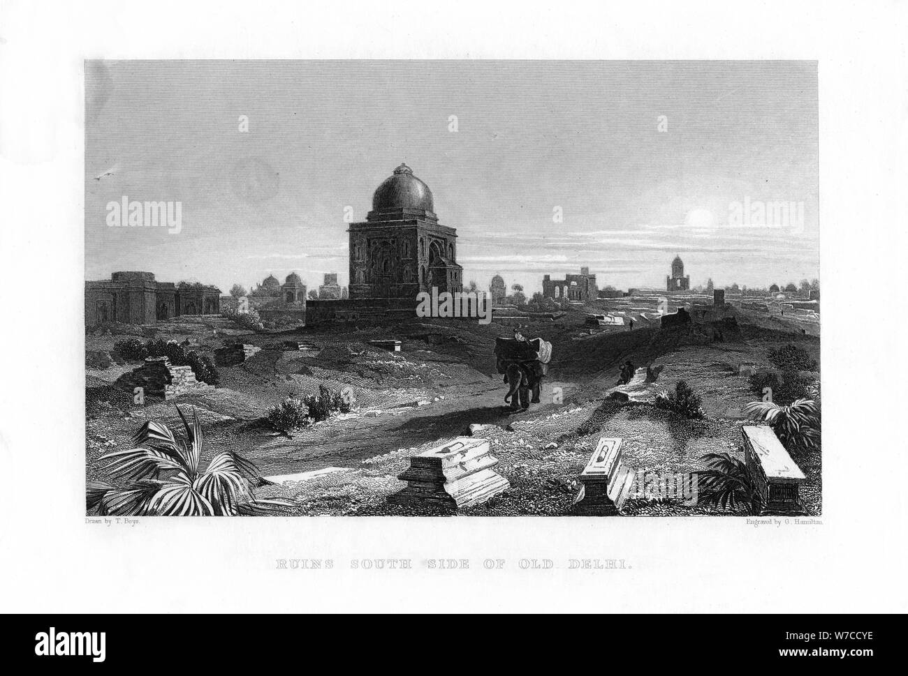"Rovine del lato sud di Vecchia Delhi, India, XIX secolo.Artista: G Hamilton Foto Stock